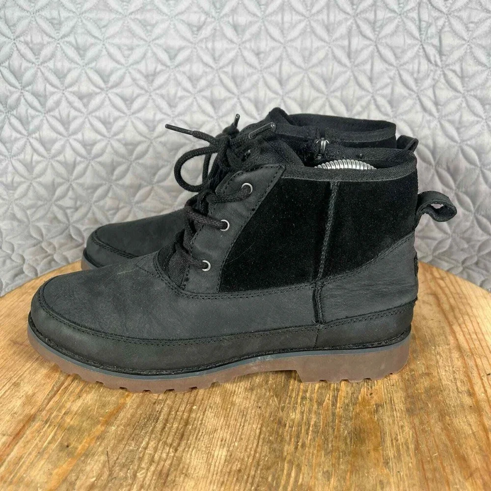UGG Boots Youth 6 Bradley Ankle Black Water Resistant Suede Leather Shoes